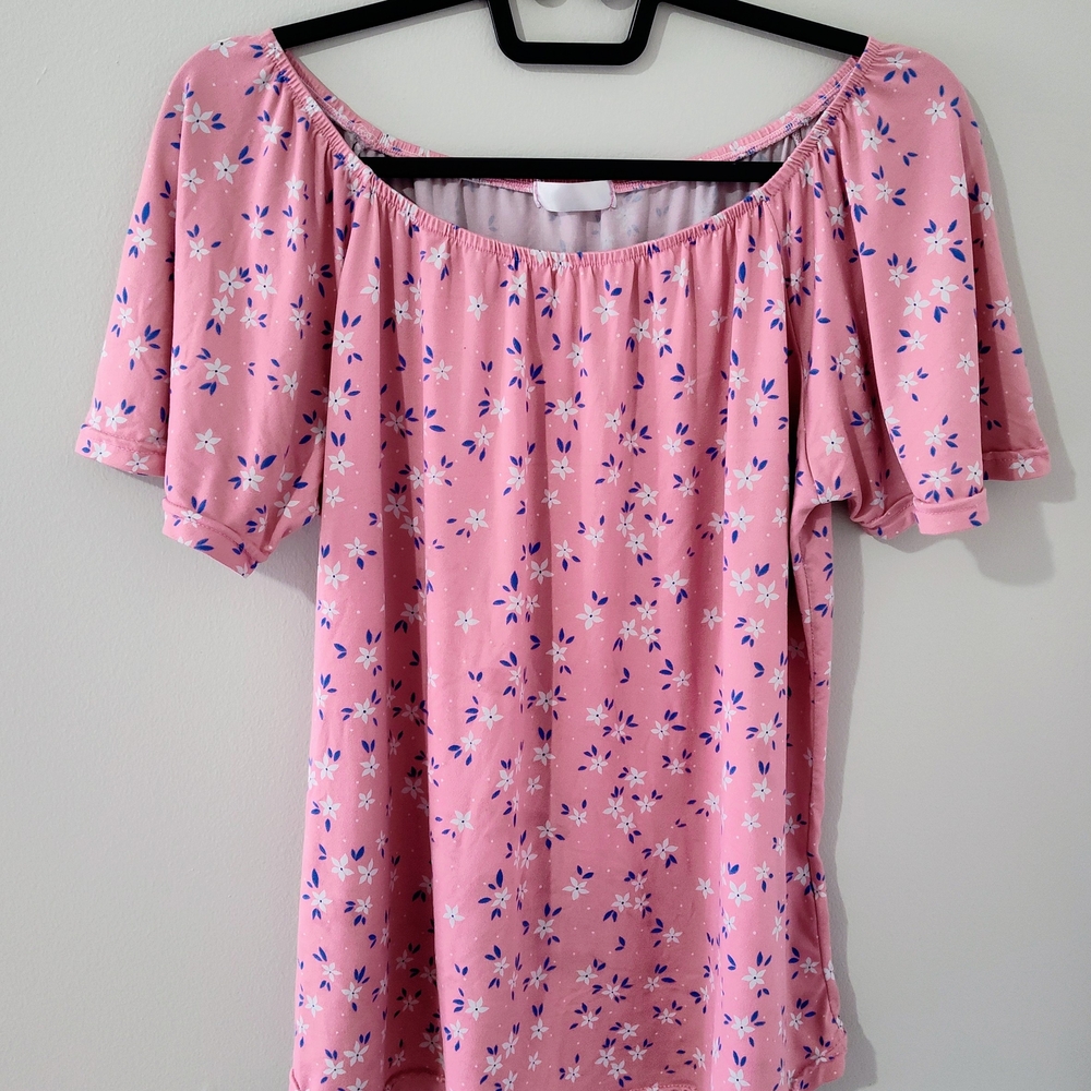 Elegant Pink Floral Women's Blouse